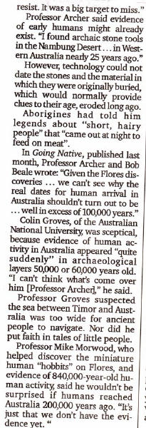 Article on 1 Million year old history of Australia